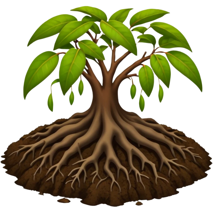 soil organic carbon with mangroves dropping leaves onto soil to rot emoji