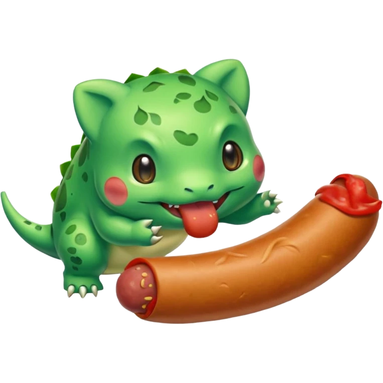 bulbasaur eating sausage emoji