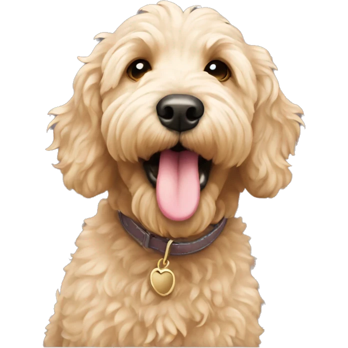 Golden doodle blowing a kiss emoji