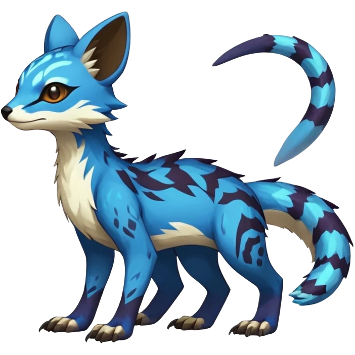 Rare realistic exotic edgy epic pretty beautiful handsome gorgeous aesthetic colorful vibrant Vernid-Trico-species-Fakemon-creature by LiLaiRa, 4 legs, 1 tail, random markings, (full body) emoji