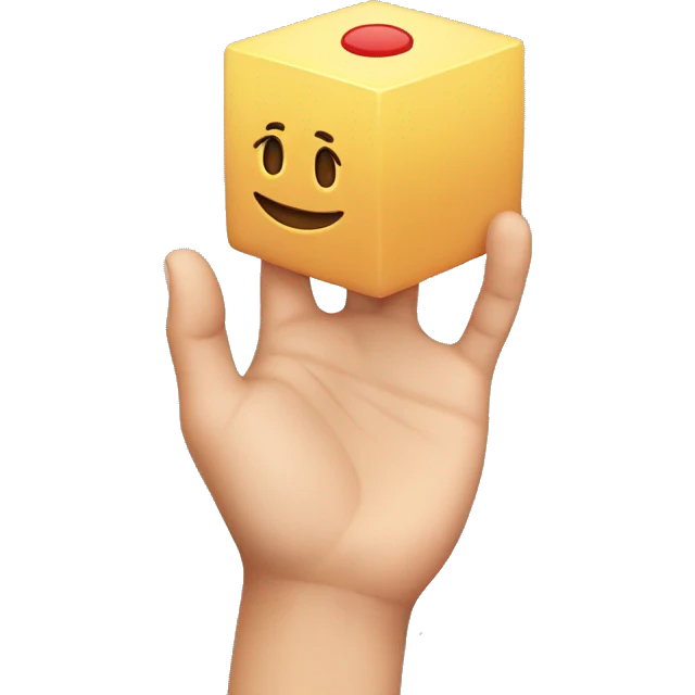 a hand touching a cube emoji