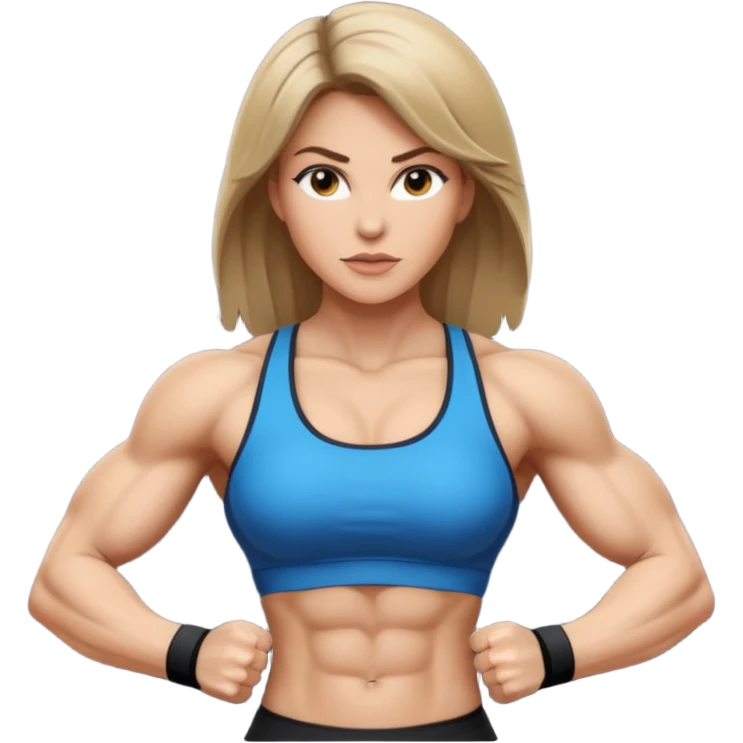 powerful woman fitness dark blonde hair white skin emoji