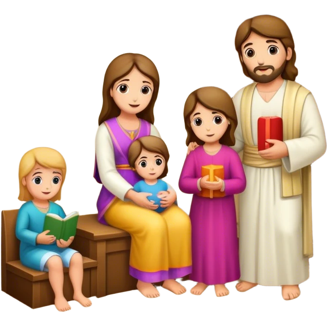 Devotional Christ with family in house emoji