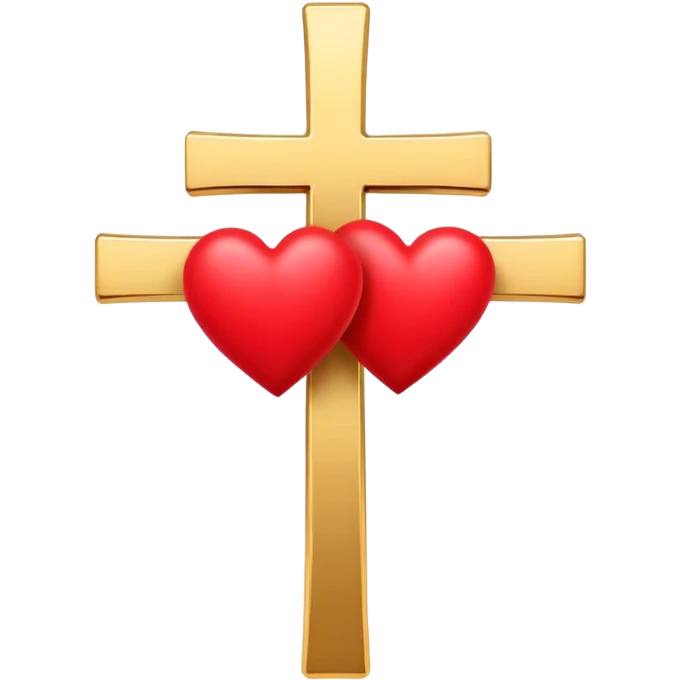 Two red  hearts around  a simple gold cross  emoji