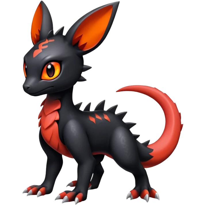 Cute Shiny Guilmon-Salandit-Umbreon-Fakémon-hybrid-creature (full body)  emoji