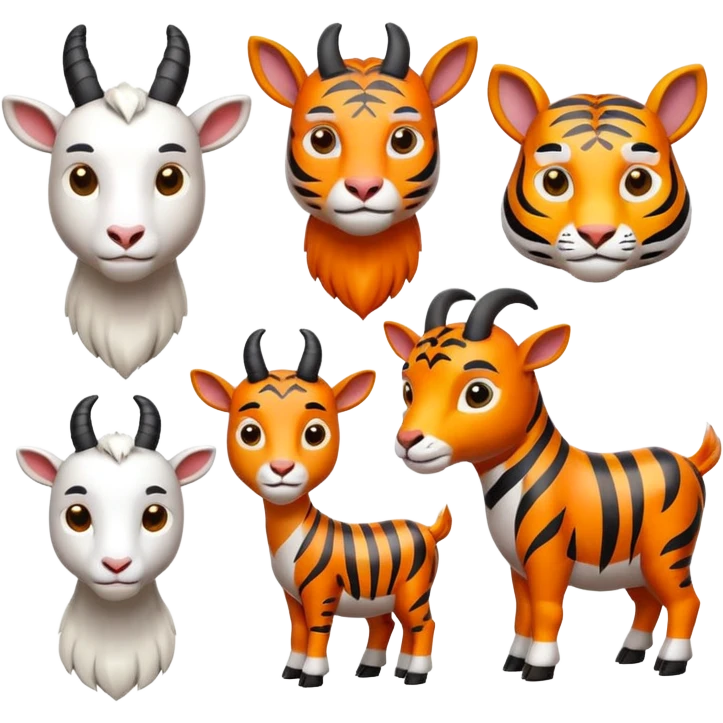 Goats vs Tigers 3d icons emoji