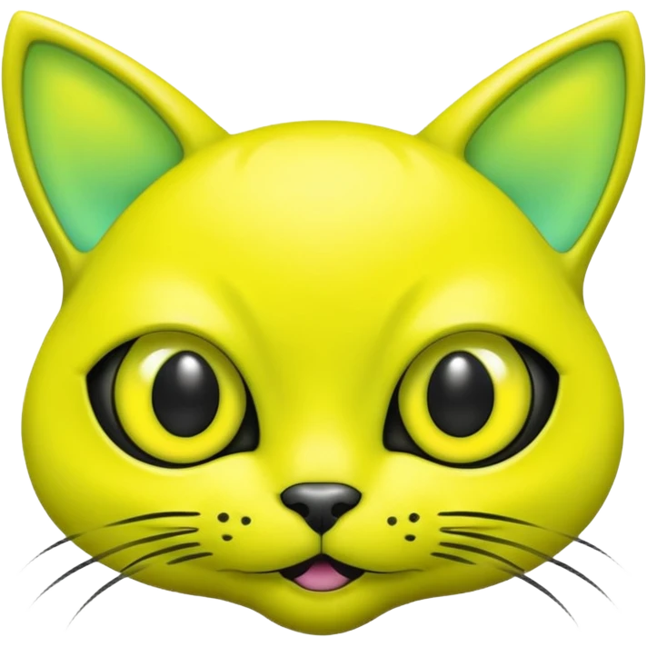 neon very yellow alien cat face emoji