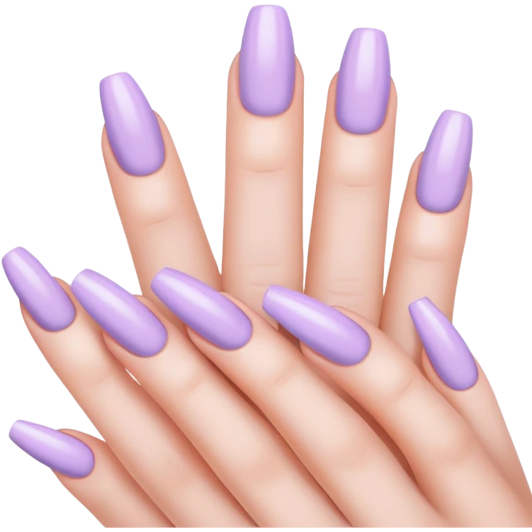 lilac pastel manicure with long nails emoji
