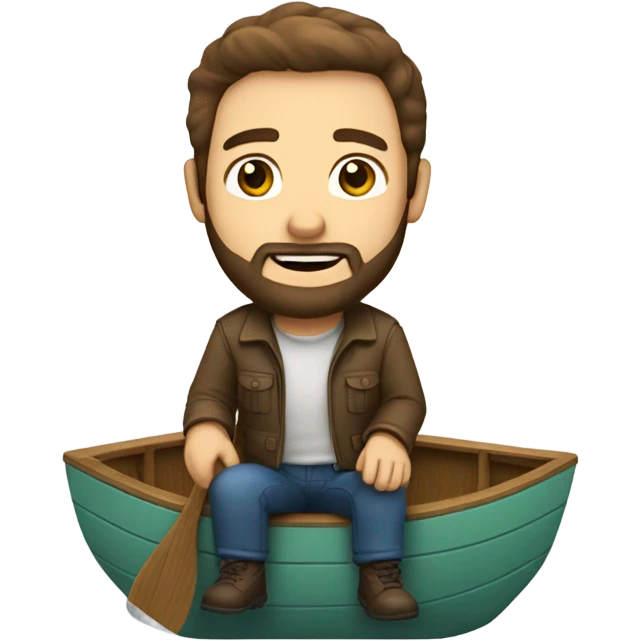 Brown hair man with beard on a boat emoji