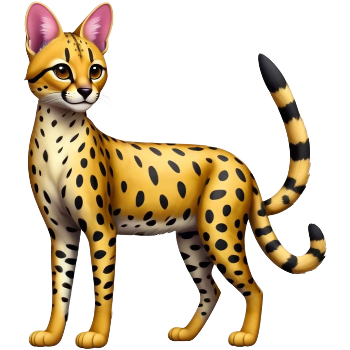 vibrant dark colorful Serval-Ocelot-Cheetah-hybrid, full body emoji