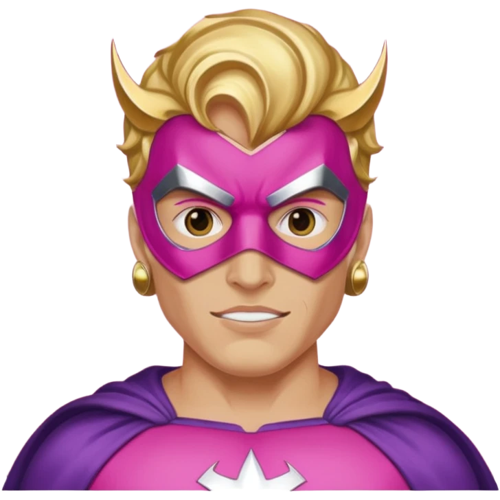 mask wearing man superhero pink with big earrings emoji