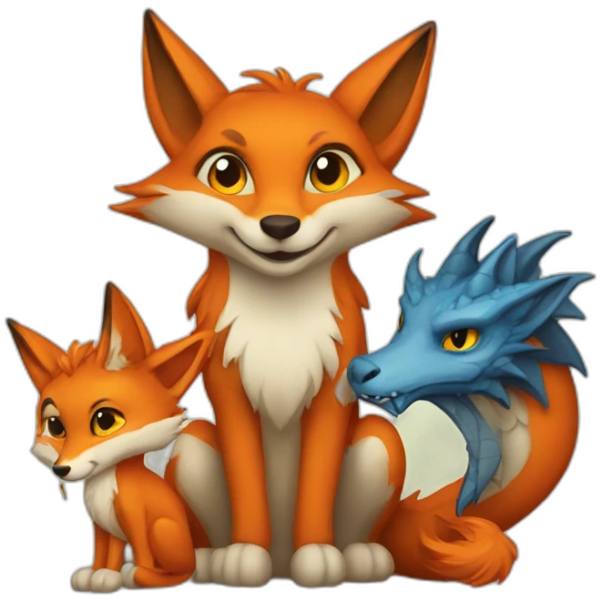 a fox and a dragon emoji
