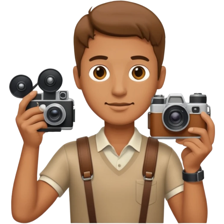 man hold film Camera on his shoulder emoji