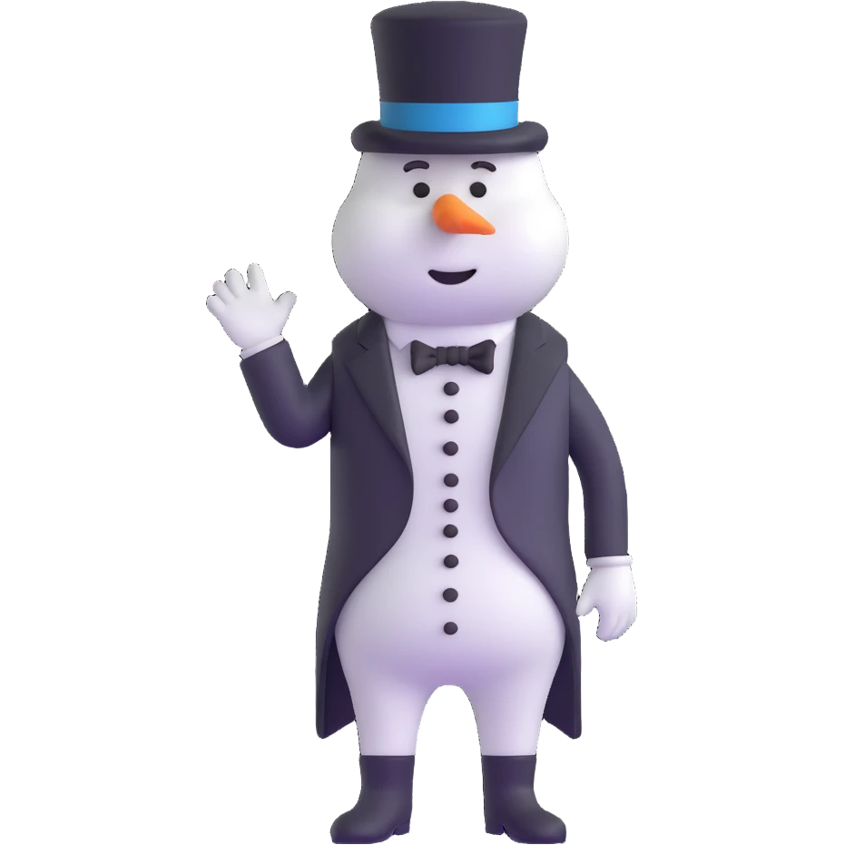 frozen man in a black and white suit with a top hat emoji