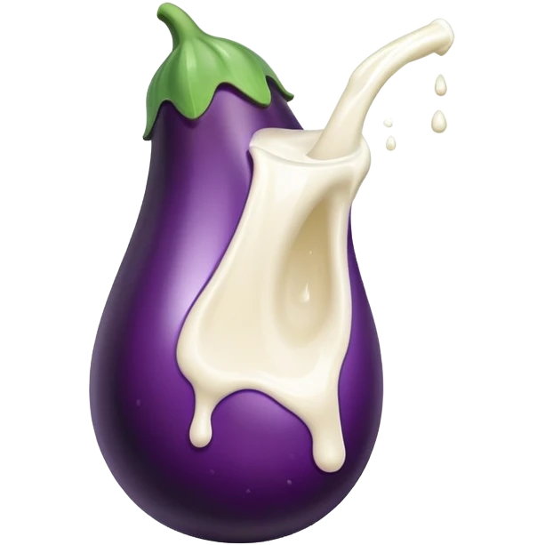 aubergine leaking milk from green tip emoji