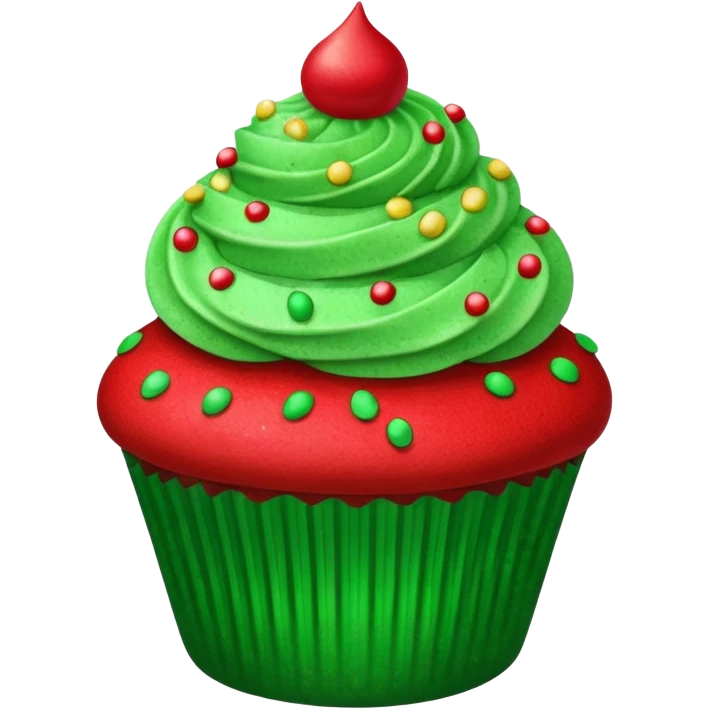 glitter red and green cupcake emoji