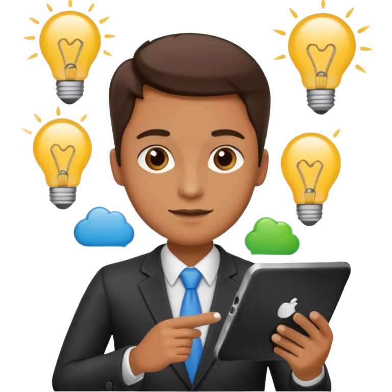 marketing agent with tablet, ideas, social media

 emoji