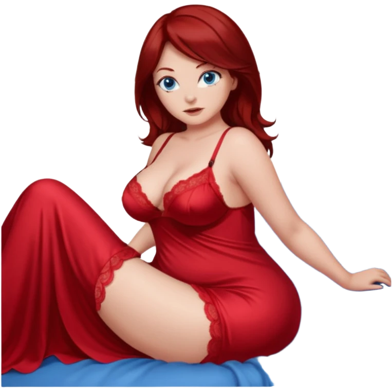Red nightgown Lingerie curvy big ass dark red hair blue eyes emoji