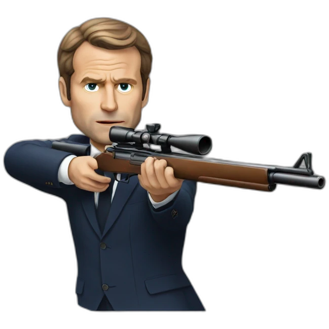 Realistic macron who is shooting emoji