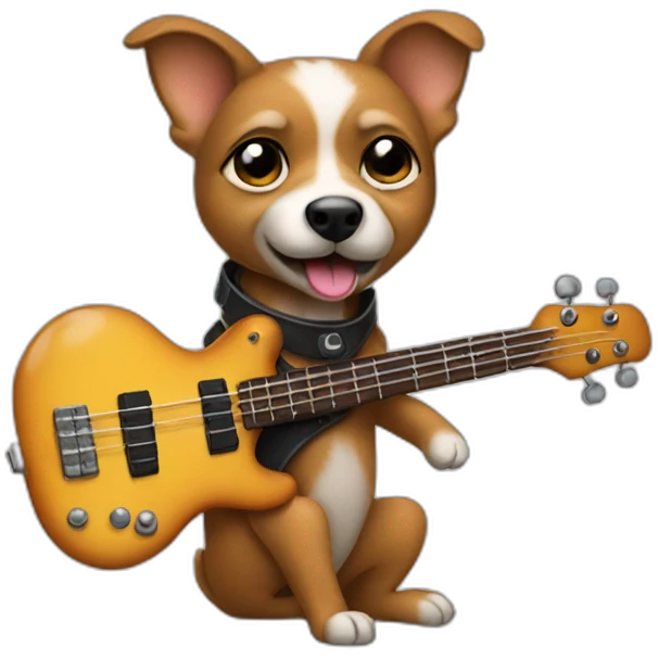 Small dog playing bass guitar emoji