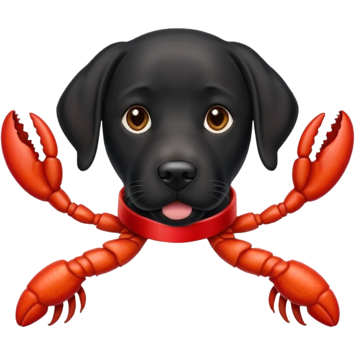 Black lab dog with lobster collar red emoji