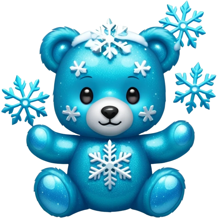 glitter bear with cyan snowflake emoji