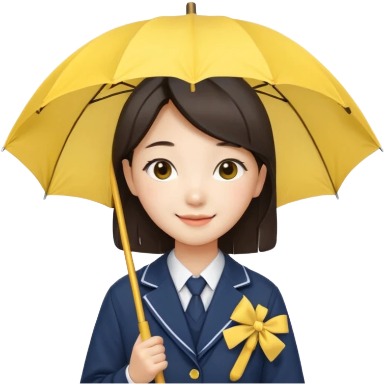 A koean girl wear school uniforms hold yellow umbrella emoji