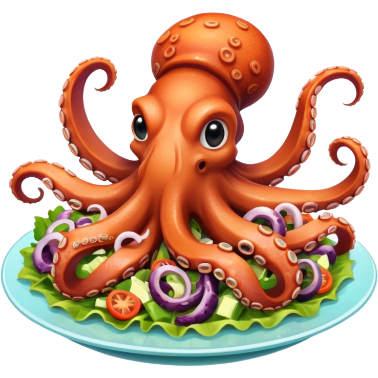 An octopus eating octopus salad emoji