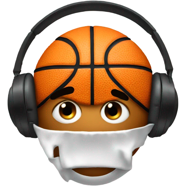 Basketball with a face and headphones  emoji