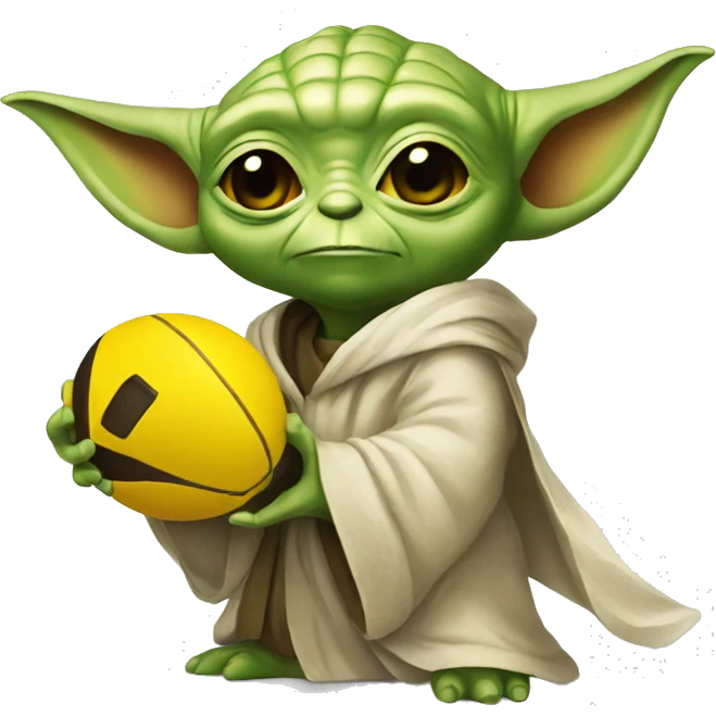 yoda carrying a yellow football card emoji