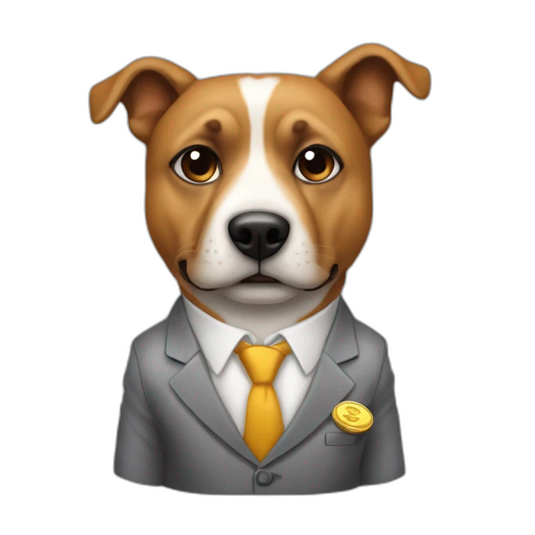 perro con traje y dinero en el hocico emoji