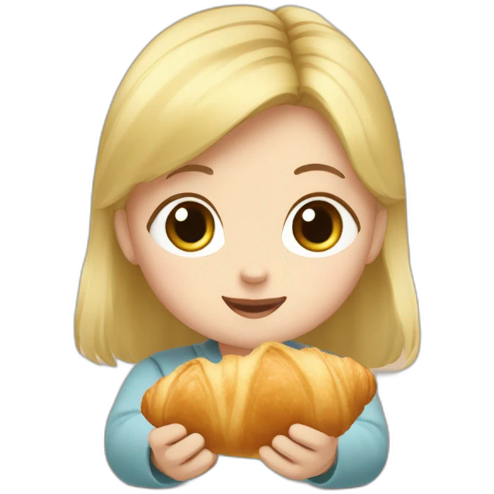 Tête bébé fille blonde qui mange un croissant avec totoro  emoji