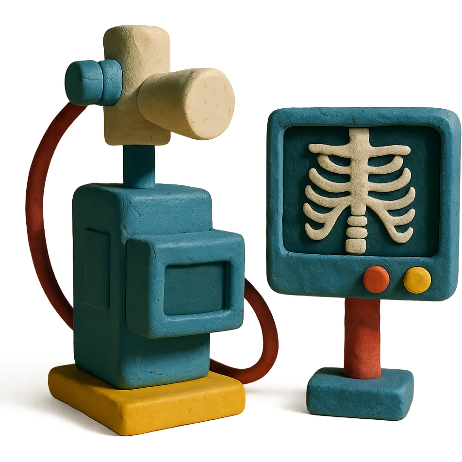 1980s X-ray equipment in claymation style emoji