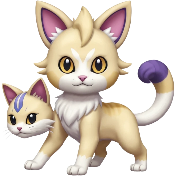 Absol-Delcatty-Purrloin-Meowth-Gatomon-fusion, full body emoji