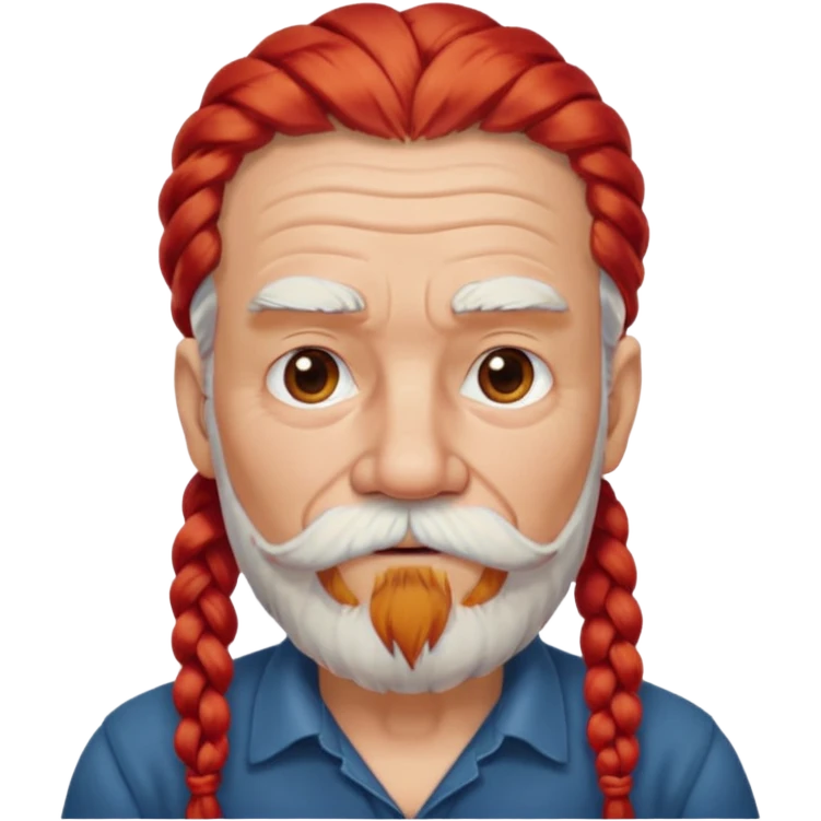 very old, white bearded and white mustached, red long haired, braided, earringed emoji