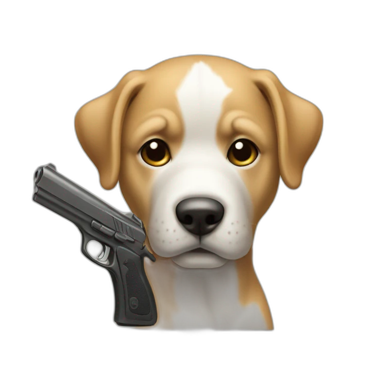 Un chien avec un pistolet emoji