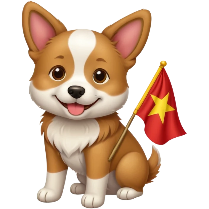 Chien portant un drapeau du Vietnam  emoji