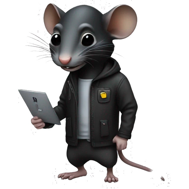 A black rat as a hacker emoji