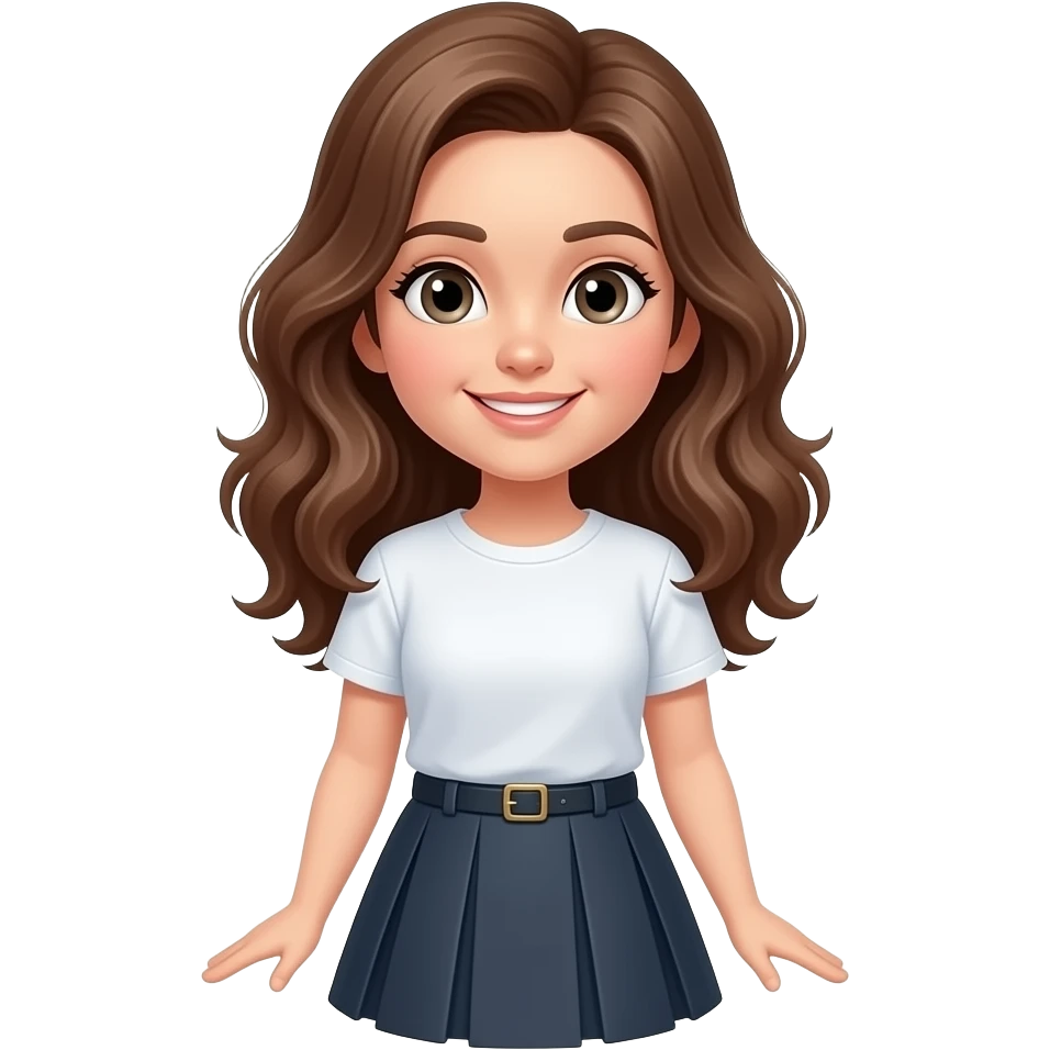 emoji girl wavy hair and t shirt  cut and skirt  the emoji is a emoji i phone and a avatar emoji emoji