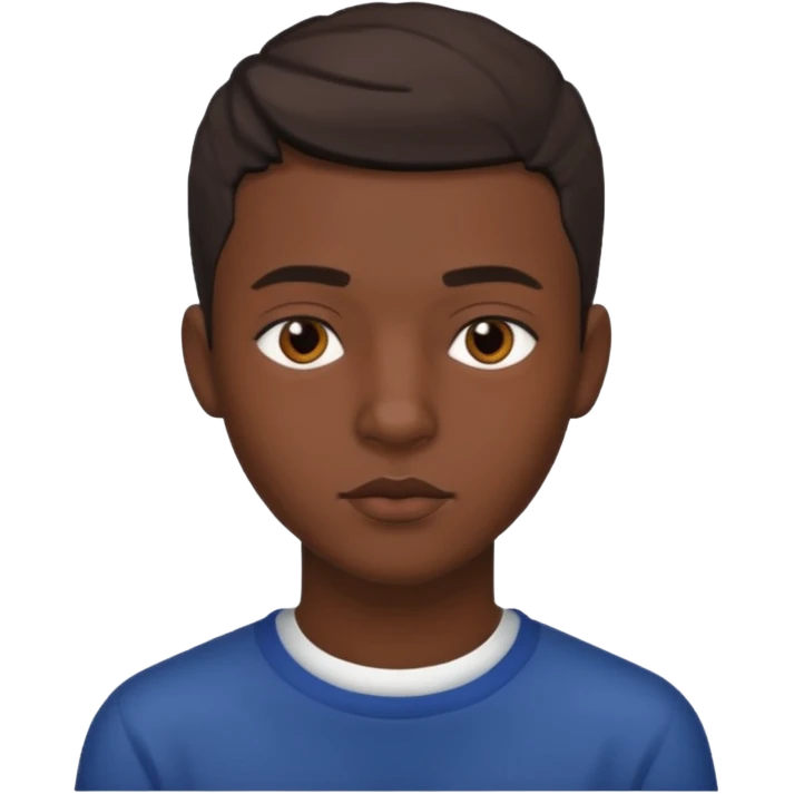 Une homme de 17 ans il a la peau noir foncé , des lèvres pulpeuses  . Il a un taper  emoji