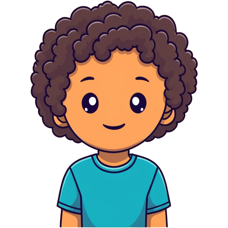 tan teenager with curly dark brown hair emoji