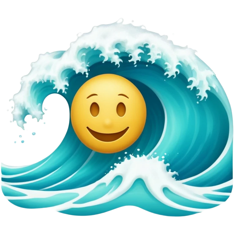 An ocean wave with a smiley face emoji