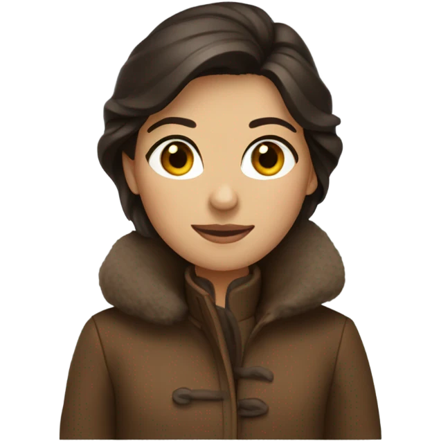 Brunette with a brown winter coat  emoji
