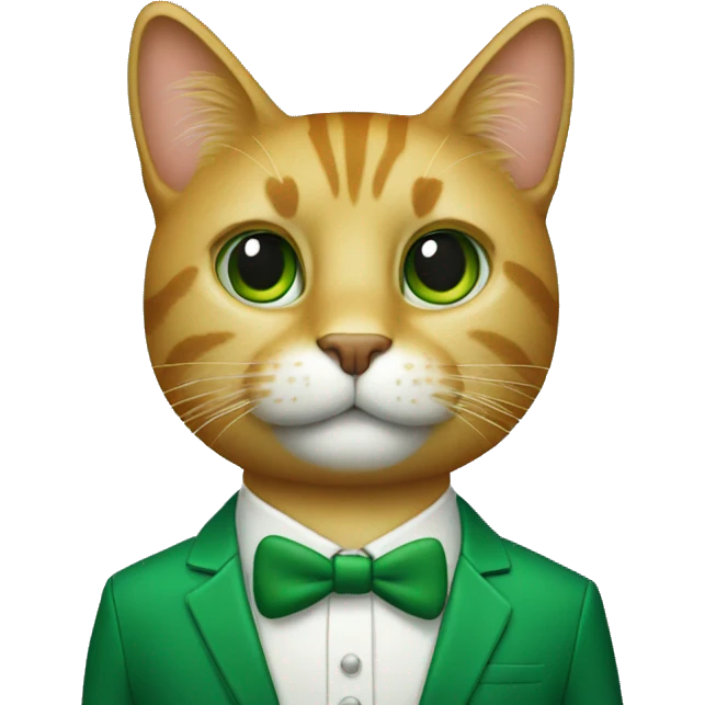 the cool cat in a green formal cassic suit emoji