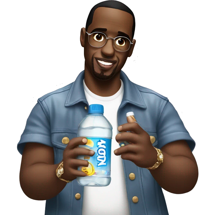 p diddy holding 30 bottles of baby oil emoji