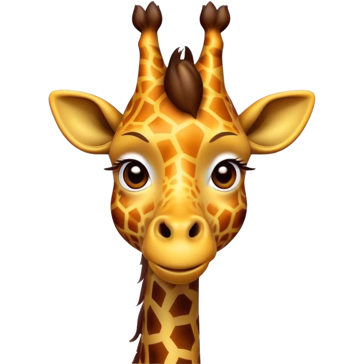 Cinematic Comical Giraffe Portrait Emoji, Head tilted dramatically with an exaggeratedly amused expression, featuring a striking, patterned Fur with playful patches and a long, quirky neck, wide, expressive eyes filled with playful disbelief, Simplified yet hilariously expressive features, highly detailed, glowing with a slightly sassy glow, high shine, dramatic yet playful, stylized with an air of cheeky mischief, bright and endearing, soft glowing outline, capturing the essence of a spirited and over-the-top giraffe, so meme-worthy it feels like it could tower its way into internet fame instantly! emoji
