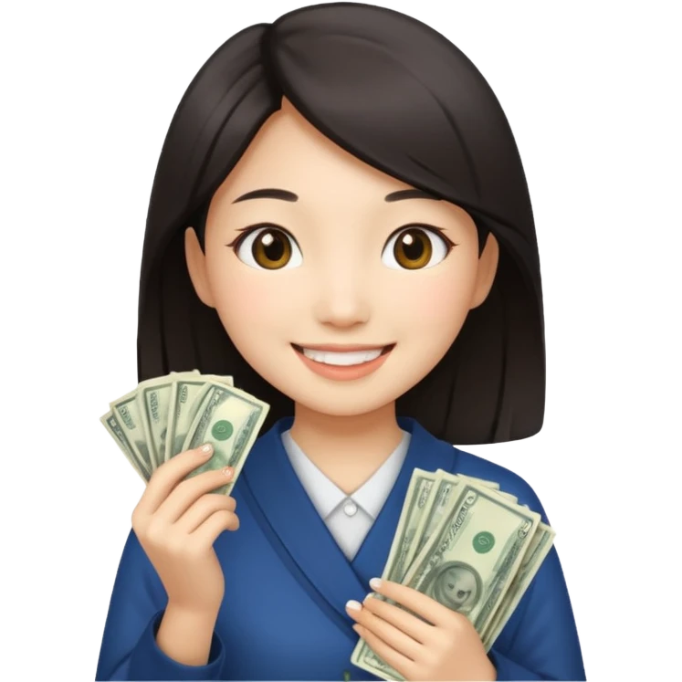 Hot Asian girl with money  emoji