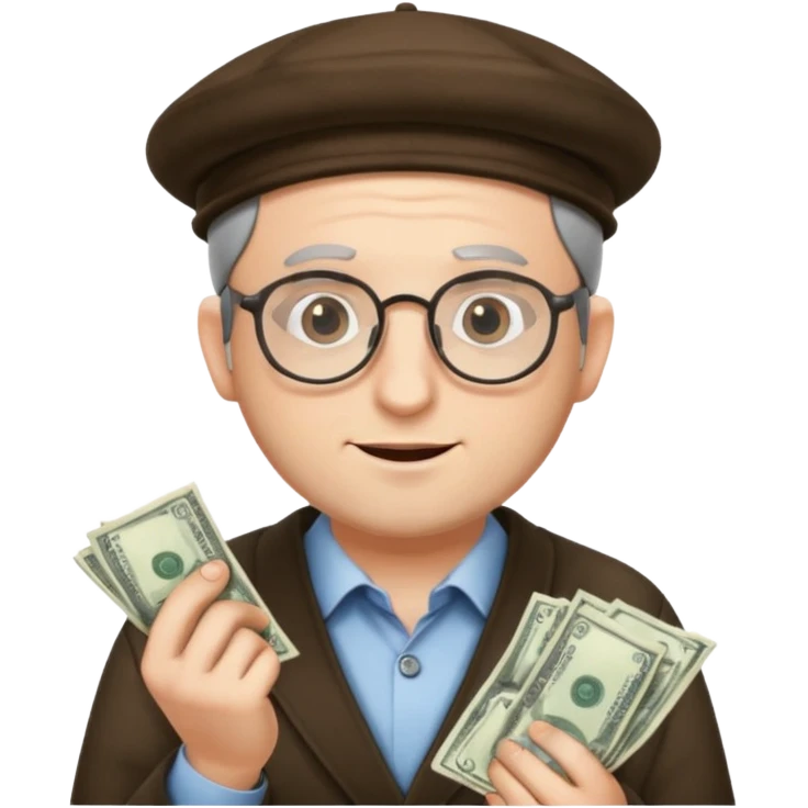 A jewish cunning man in glasses counting money emoji