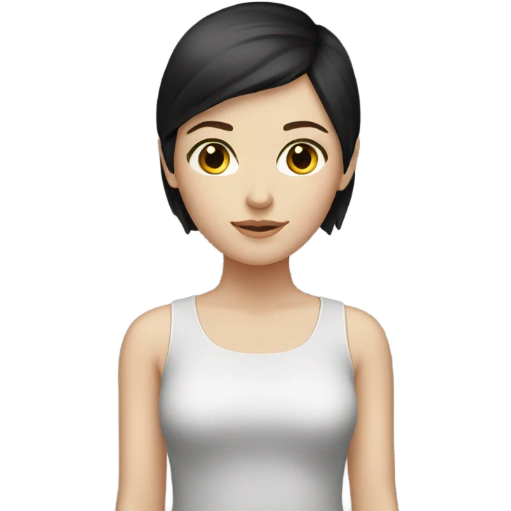 white girl has black, short hair. emoji