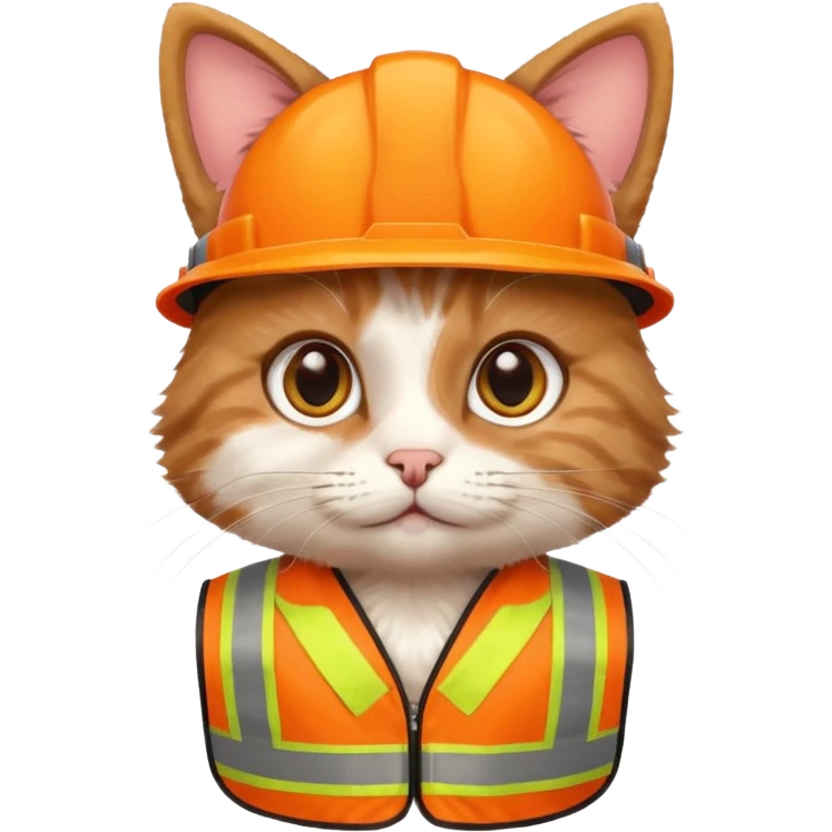 A very cute cat wearing a safety vest emoji